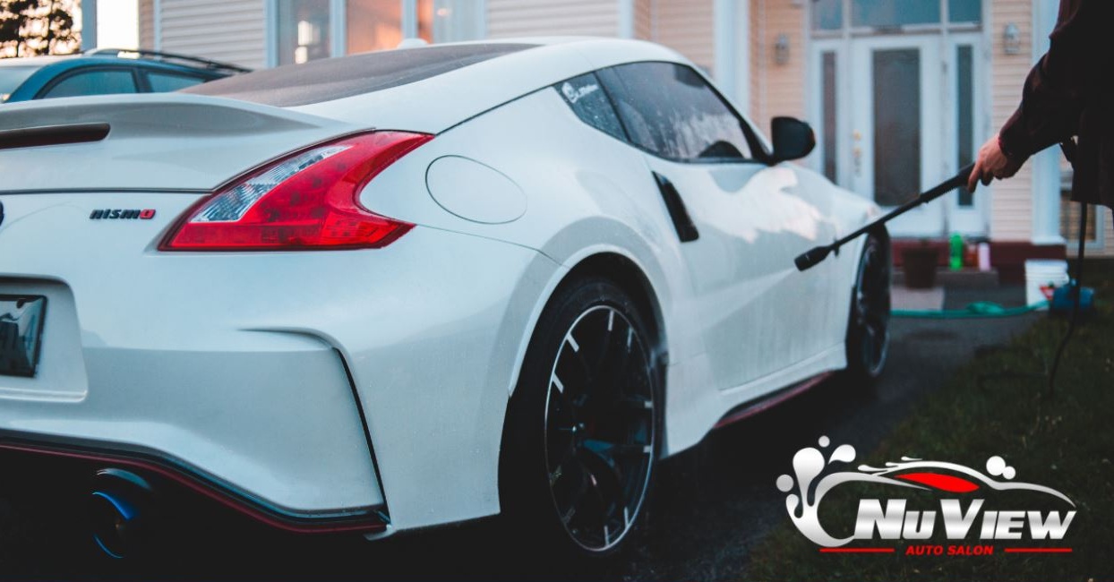 Eco-friendly car detailing with waterless wash and steam cleaning